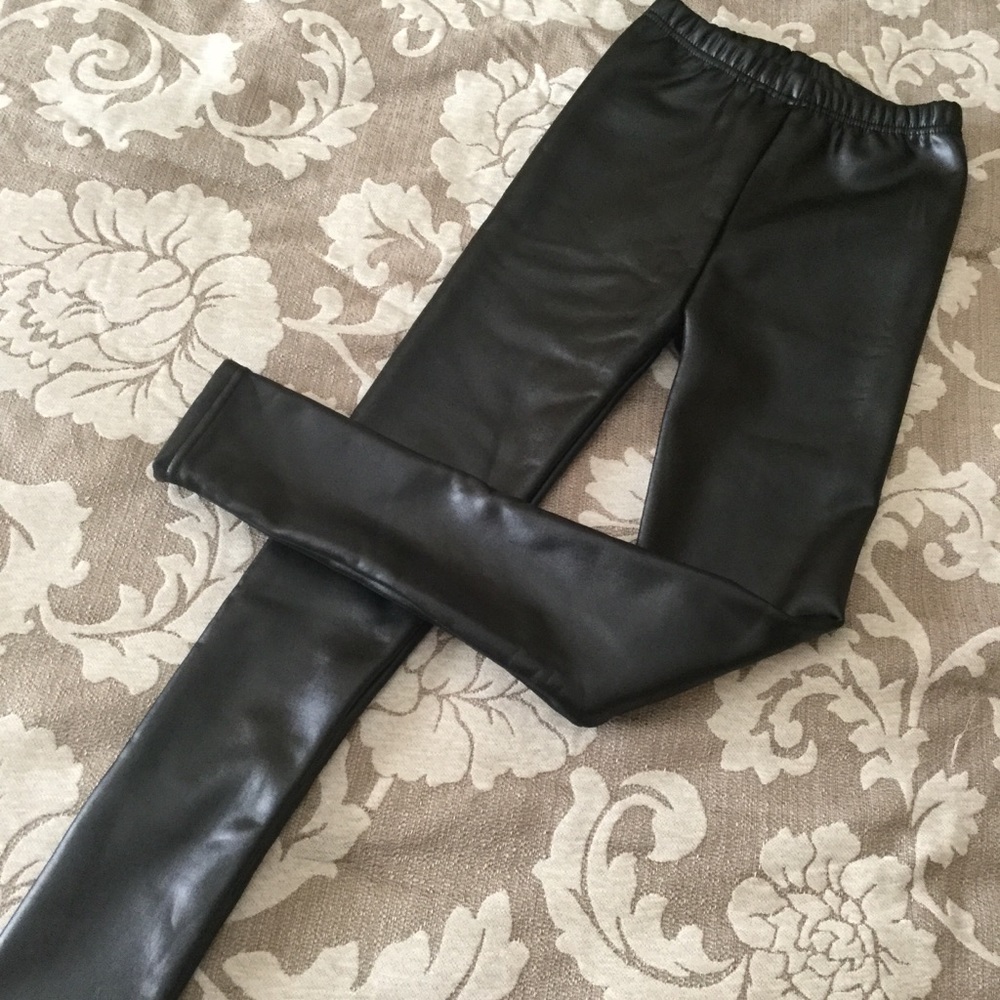 Black faux leather lined jeggings